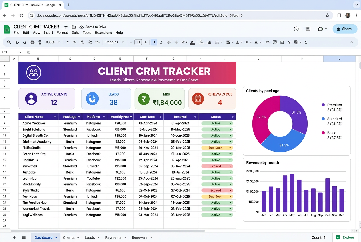 Client CRM tracker preview