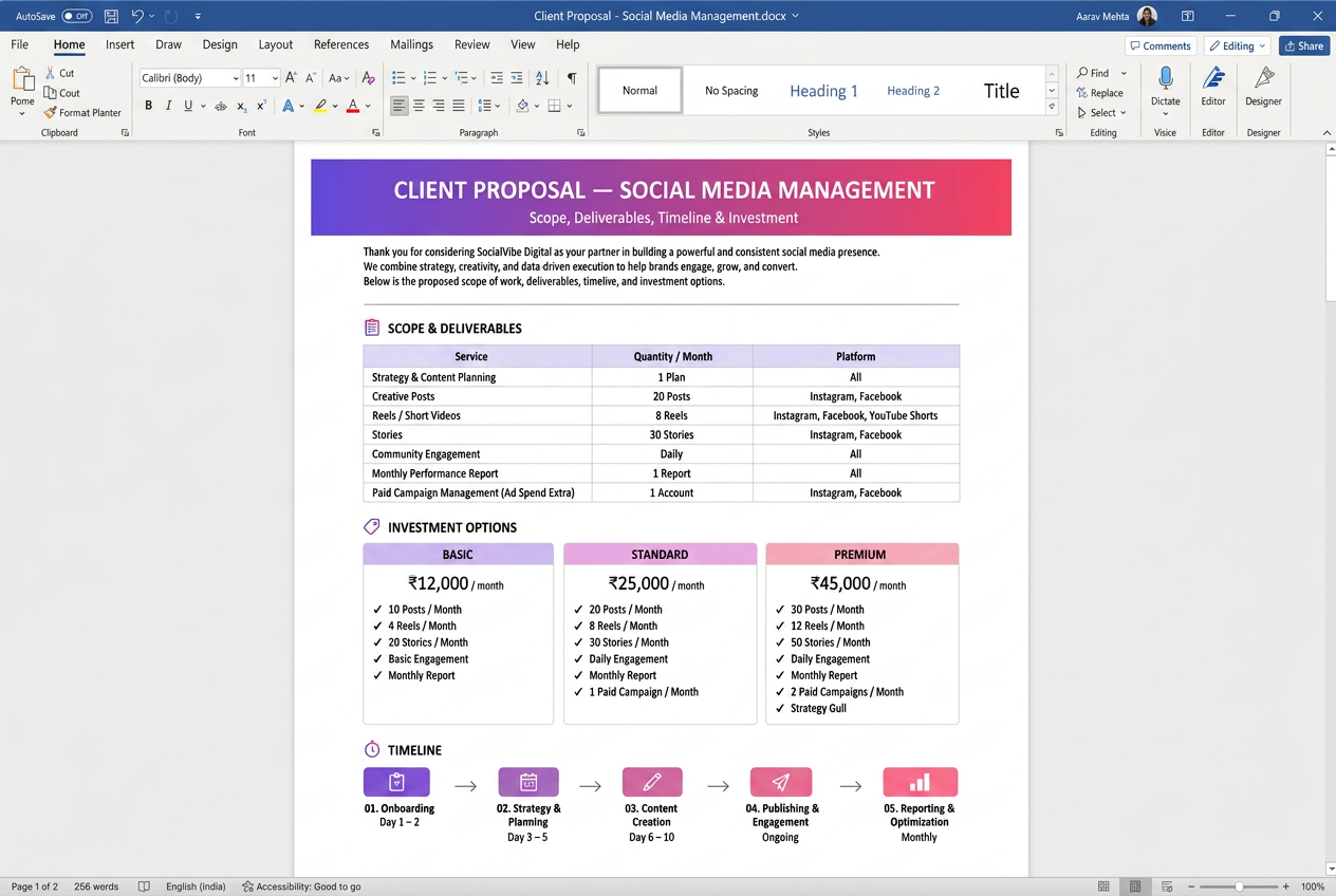 Proposal template preview
