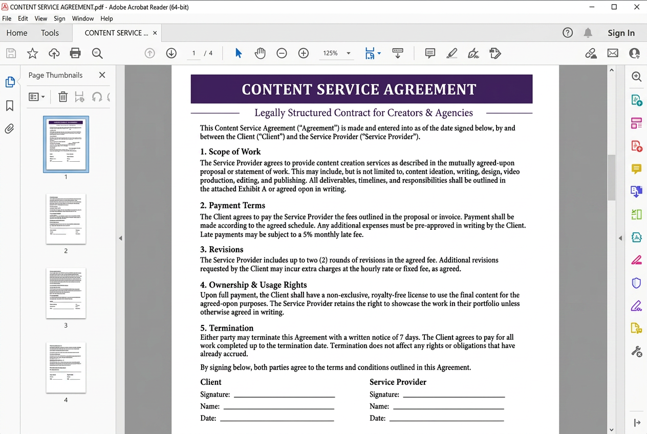 Content service contract preview